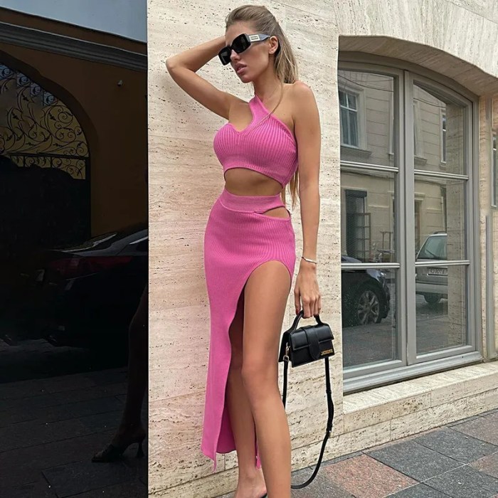 Side Slit Skirt Co-ord Set - NEWME Side skirt